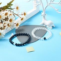 Ensemble de bracelets extensibles en perles de cristal de quartz synthétique et perles de pierre noire synthétique pour cadeau femme fille&nbsp;BJEW-JB06792