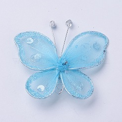 Décoration de papillon de polyester&nbsp;LS-DIY-WH0018-03G