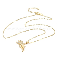 Colliers avec pendentif en laiton micro pavé et zircone cubique transparente pour la fête des mères pour femmes&nbsp;LS-NJEW-Q021-01A-G
