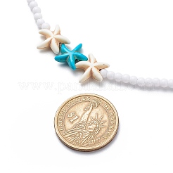 3 pz 3 colori tinti di stelle marine turchesi sintetiche e set di collane di perline acriliche&nbsp;NJEW-JN04037