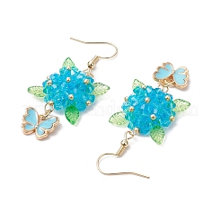 Pendientes colgantes de flor y mariposa de acero inoxidable 304&nbsp;EJEW-MZ00455-03