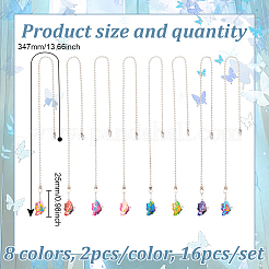16 pz 8 colori farfalla lega charms estensori per catena per ventilatore a soffitto&nbsp;HJEW-GO00069
