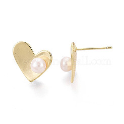 Ohrstecker aus Messing und Naturperlen&nbsp;PEAR-N020-WX01