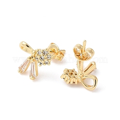 Boucles d'oreilles en laiton zircon cubique micro pavé clair&nbsp;EJEW-M103-12G