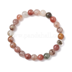 Braccialetti elastici con perline di quarzo rutilato multicolore naturale per donna&nbsp;BJEW-JB13465