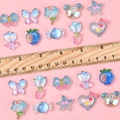 20 Stück 10 Stile Blume transparent Epoxidharz Decoden Cabochons&nbsp;RESI-FS0001-94