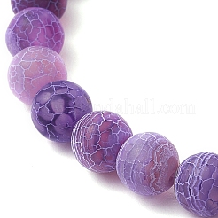 Bracelets extensibles en pierre de lune synthétique et perles d'agate patinées naturelles givrées pour femmes&nbsp;BJEW-JB11333-02