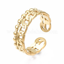 Anello polsino aperto con catena a maglie in acciaio inossidabile 304&nbsp;RJEW-T023-92P