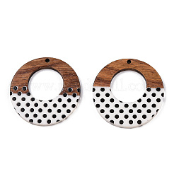 Pendentifs en résine opaque imprimée et bois de noyer&nbsp;RESI-TAC0017-67