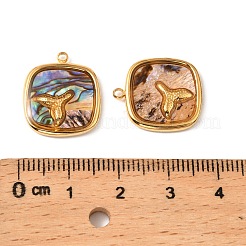 Anhänger aus natürlichem Paua-Muschel-Pave aus Edelstahl 304&nbsp;STAS-Z145-07G-02B