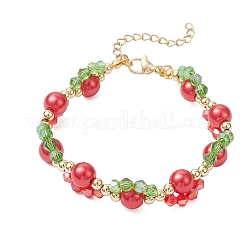 Braccialetti rotondi con perline di vetro e perline di vetro perlato per donna&nbsp;BJEW-JB12441-03