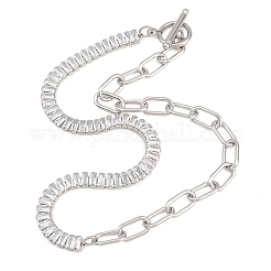 Collares de cadena tipo clip de papel con cadena de tenis de acero inoxidable 304 con circonitas cúbicas transparentes engastadas y cierres de OT.&nbsp;NJEW-D326-02P