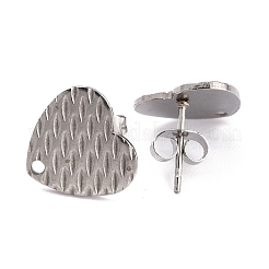 Boucles d'oreilles à tige en acier inoxydable 304 en forme de cœur&nbsp;LS-EJEW-O104-11P