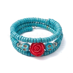 Ensembles de bracelets enroulés en résine et turquoise synthétique&nbsp;BJEW-JB10759