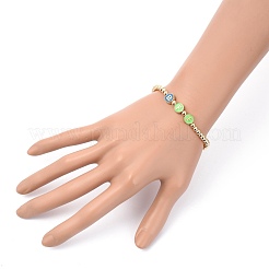 Bracciali in ottone elasticizzato con perline&nbsp;BJEW-JB05451-04