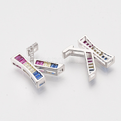 Breloques de glissière zircone cubique en laiton&nbsp;ZIRC-S063-01K-P