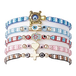 Braccialetti di perline di vetro intrecciate per le donne&nbsp;BJEW-MZ00122