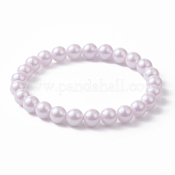 Bracelets extensibles en perles d'imitation en plastique pom&nbsp;BJEW-JB09517