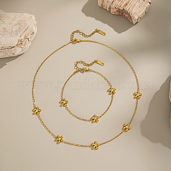 Halsketten und Armbänder aus 304 Edelstahl mit Blumengliederkette&nbsp;DF0903-3