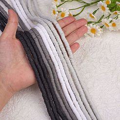 10 Strang 4 Farben flache runde handgemachte Polymer Clay Perlen&nbsp;CLAY-SZ0001-99