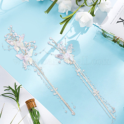2 Stück Haarspangen-Set aus Acryl mit Strassen aus Legierung und klarem AB-Schmetterlingsquaste&nbsp;AJEW-WH20080-59A