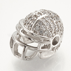 Messing Micro Pave Zirkonia Fußball Helm Perlen&nbsp;ZIRC-S061-52P
