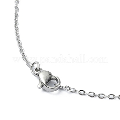 Collier avec pendentif en pépite de quartz rose naturel et chaînes en acier inoxydable 304&nbsp;NJEW-JN04385-03