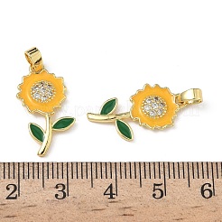 Pendentifs avec zircon cubiques à micro-pavés en laiton&nbsp;KK-F924-15G