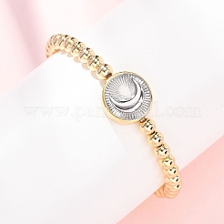 Braccialetti elastici con perline rotonde in ottone per donna&nbsp;BJEW-H640-03B-GP