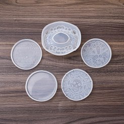 DIY-Formen für runde Untersetzer und Mundhalter aus lebensmittelechtem Silikon mit Halloween-Thema&nbsp;HAWE-PW0001-038