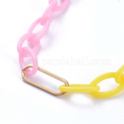 Personalisierte zweifarbige abs kunststoff kabelkette halsketten&nbsp;NJEW-JN02825-03
