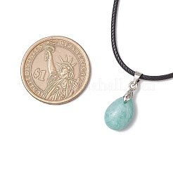 4 stücke 4 arten natürliche labradorit & amazonit & rose quarz & amethyst tropfen anhänger halsketten&nbsp;NJEW-JN05229