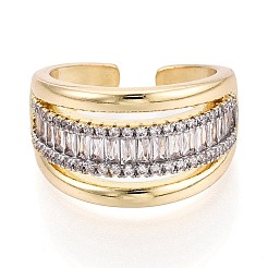 Messing Micro Pave klare Zirkonia Manschette offene Ringe&nbsp;KK-T079-63G