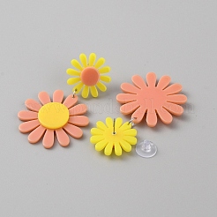 Aretes colgantes de acrílico con girasoles&nbsp;EJEW-WH0011-62P-03
