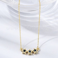 Collane con ciondolo a tripla stella in ottone e vetro&nbsp;KK-CBAB173-03G-04