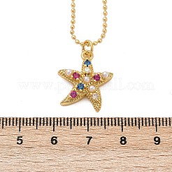 Halsketten mit Anhängern aus Messing mit Zirkonia und Kunststoffperlen&nbsp;NJEW-Q041-01G