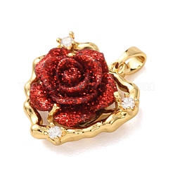 Pendentifs en laiton micro pavé de zircone cubique transparent pour la saint-valentin&nbsp;KK-C264-02G