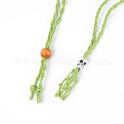 Fabrication de collier de pochette en macramé avec cordon ciré tressé réglable&nbsp;MAK-WH0009-02I