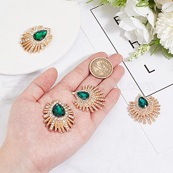 4 stücke 2 arten pfauenfeder legierung strass schuh schnalle clips&nbsp;AJEW-AR0001-83