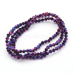 1 filo sfaccettato bicone pieni Placchi viola perline di vetro fili&nbsp;X-EGLA-J026-3mm-F17