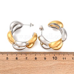 Pendientes de botón de dos tonos de acero inoxidable 304&nbsp;EJEW-A136-01B-GP