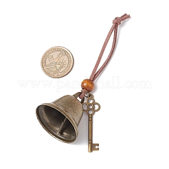 Campana de hierro y colgante de llave de aleación de estilo tibetano.&nbsp;HJEW-JM03367