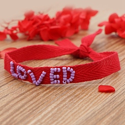 Wort liebte Perlenkordelarmband&nbsp;BJEW-A121-53A