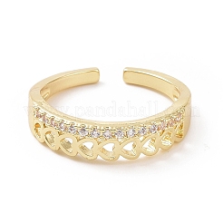 Anello con polsino aperto a cuore aperto con zirconi cubici trasparenti&nbsp;RJEW-E072-08