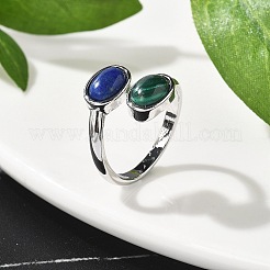Anelli in malachite e lapislazzuli naturali&nbsp;RJEW-A068-02P-01