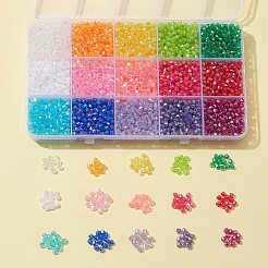 4200 Stück 15 Farben Doppelkegel ab Farbe plattierte umweltfreundliche transparente Acrylperlen&nbsp;TACR-FS0001-25