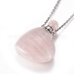 Collares pendientes de botella de perfume abrible de cuarzo rosa natural&nbsp;G-K295-A01-P