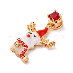 Weihnachtsmotiv Messing Micro Pave Zirkonia Anhänger&nbsp;KK-C076-22G-01