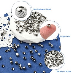 160 Stück 4 Stile 304 Edelstahl glatte Perlen&nbsp;STAS-YW0003-47