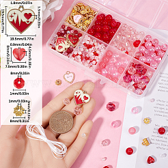 DIY-Set zum Basteln von doppellagigen Stretch-Armbändern mit Valentinstagsthema aus Emaille-Anhängern und Glasperlen&nbsp;DIY-SC0028-70